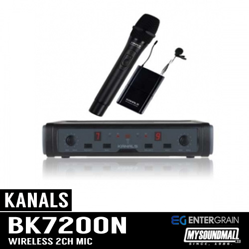 KANALS - BK-7200N (핸드+핀) 카날스 2채널 무선마이크 (마이크 변경 가능)
